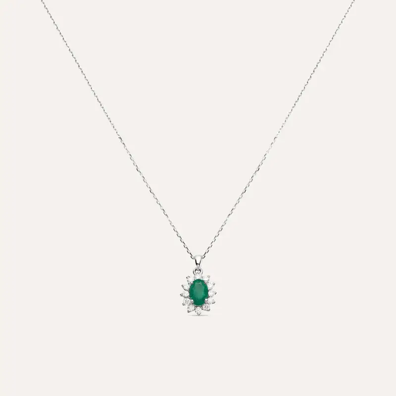 Collana Charlotte Oro Bianco Smeraldo Diamante