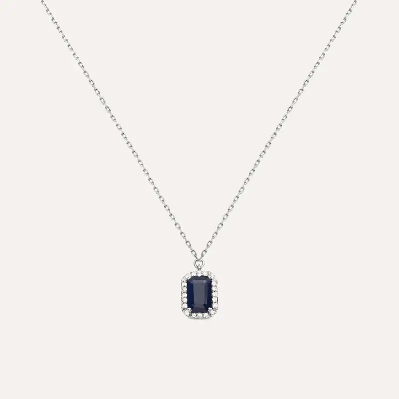 Collana Charlotte Oro Bianco Zaffiro Diamante