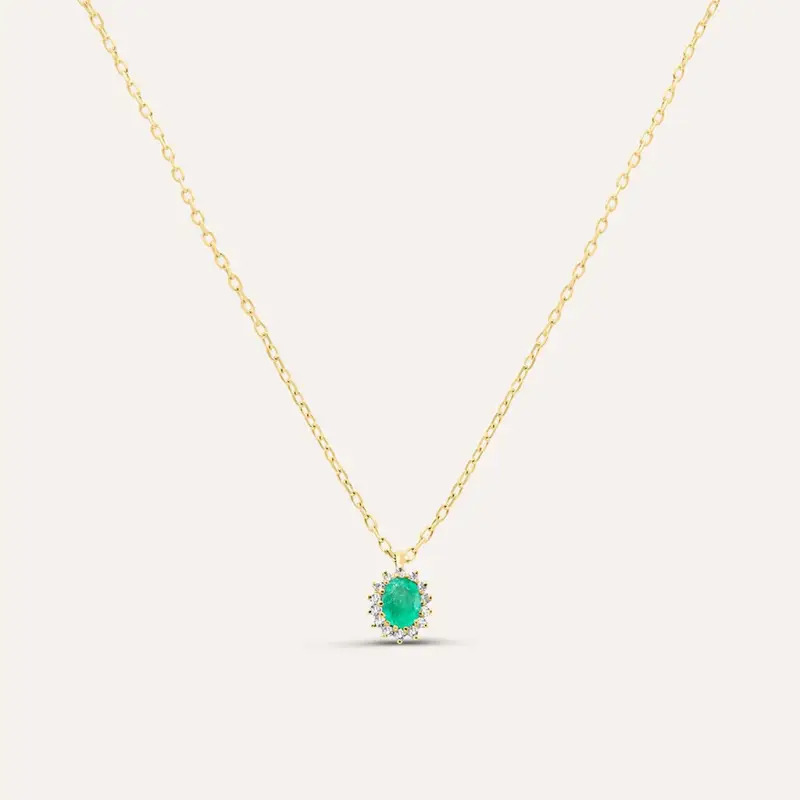 Collana Charlotte Oro Giallo Smeraldo Diamante