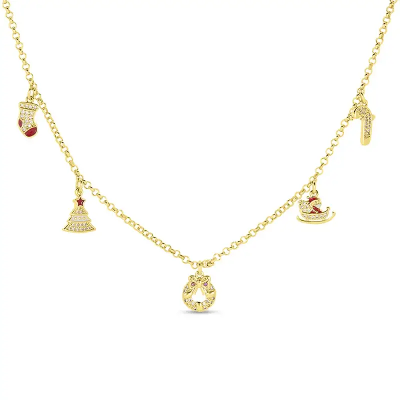 Collana Christmas Collection Ottone Dorato Cristallo