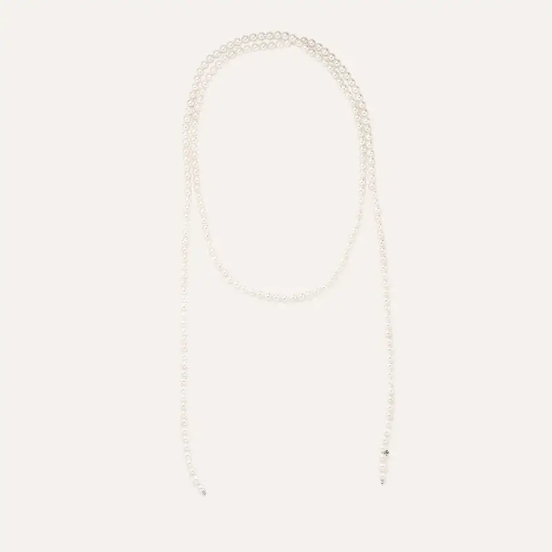 Collana Cravattino Silver Pearls Argento Rodiato Perla sintentica