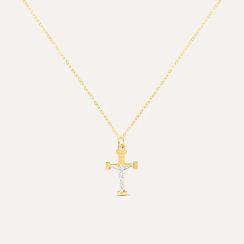 Collana Cristo Holy Oro Bicolore Giallo / Bianco