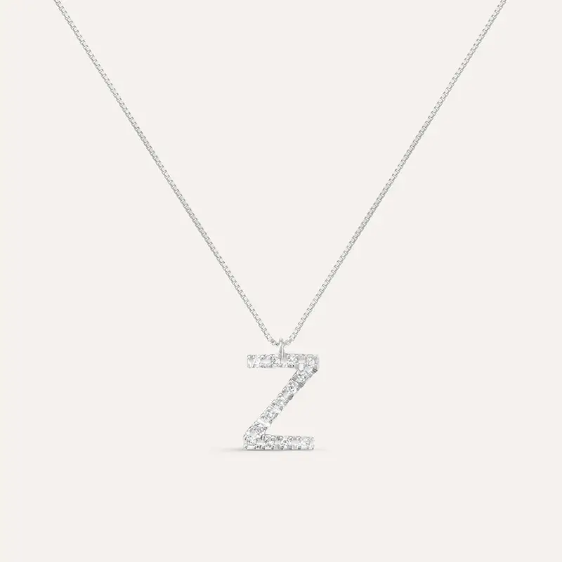 Collana Diamond Letters Oro Bianco Diamante