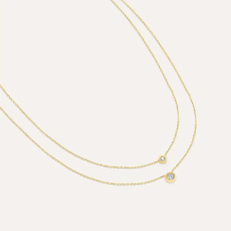 Collana Doppio Punto Luce Claire Oro Giallo Cubic Zirconia miniatura 2