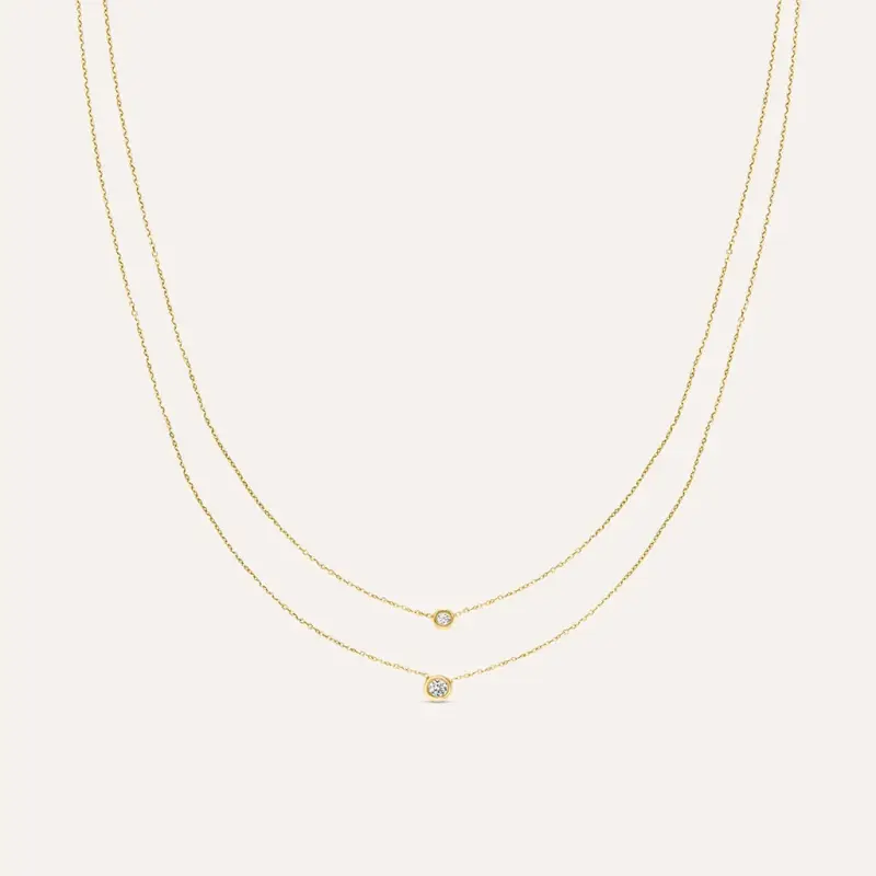 Collana Doppio Punto Luce Claire Oro Giallo Cubic Zirconia