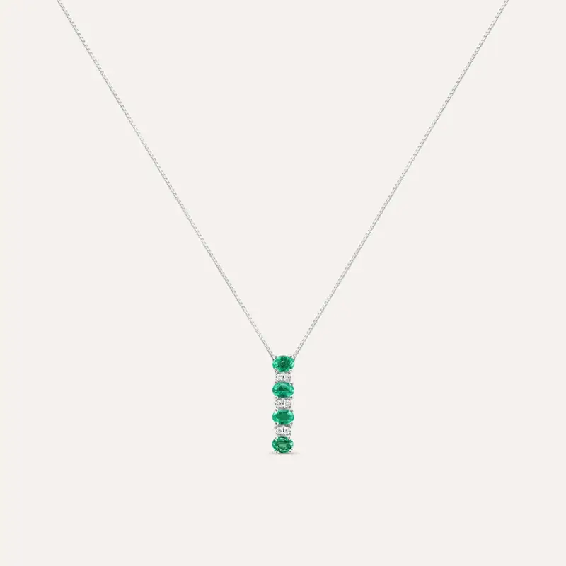 Collana Elizabeth Crown Oro Bianco Smeraldo Diamante