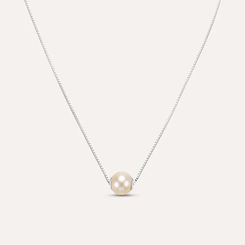 Collana Gabrielle Oro Bianco Perla D Acqua Dolce