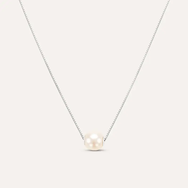 Collana Gabrielle Oro Bianco Perla D Acqua Dolce