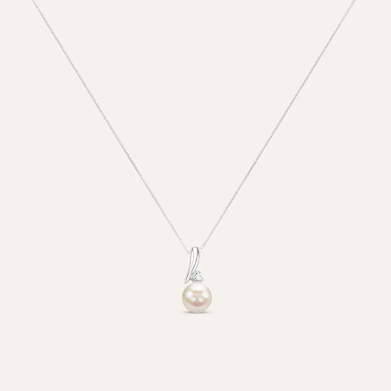 Collana Gold Pearls Oro Bianco Perla D Acqua Dolce Diamante