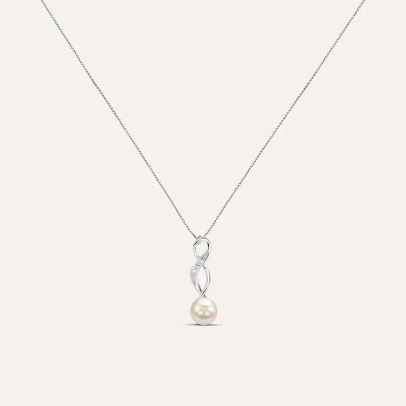 Collana Gold Pearls Oro Bianco Perla D Acqua Dolce Diamante