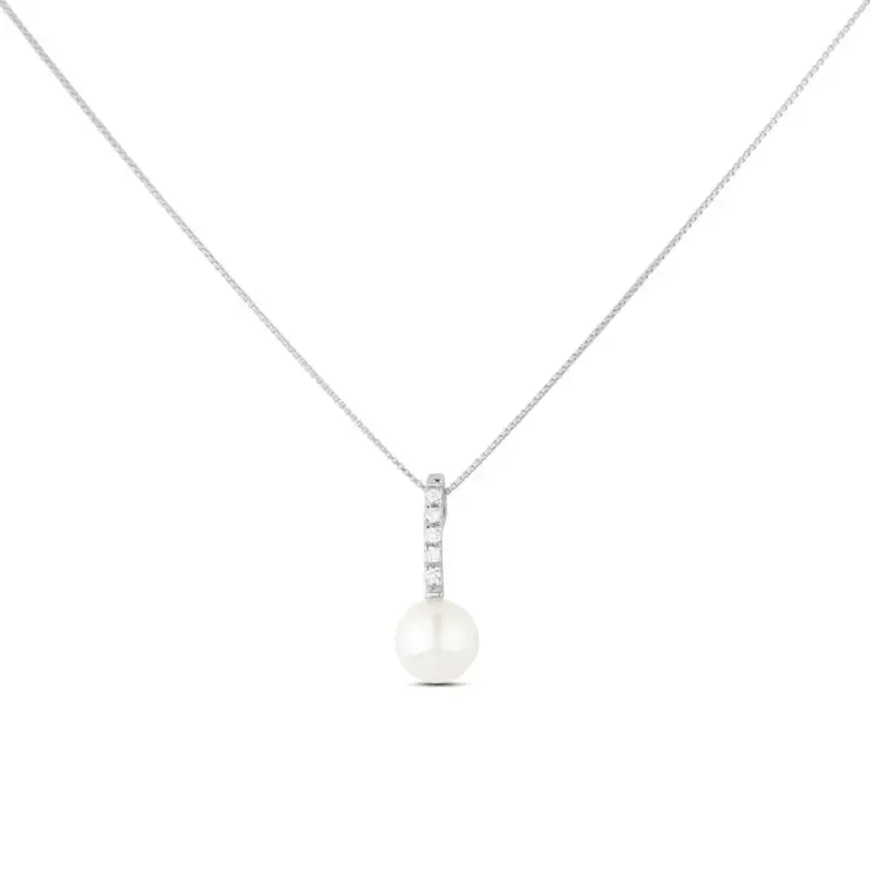 Collana Gold Pearls Oro Bianco Perla D Acqua Dolce Diamante