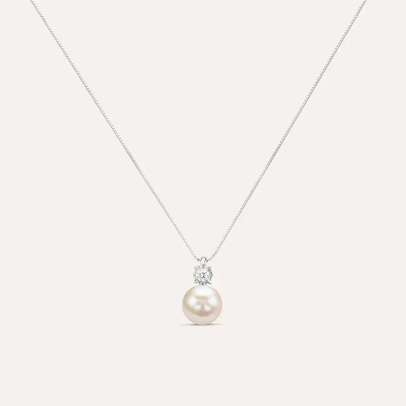 Collana Gold Pearls Oro Bianco Perla D Acqua Dolce Diamante