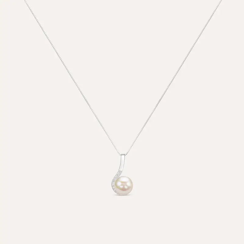 Collana Gold Pearls Oro Bianco Perla D Acqua Dolce Diamante