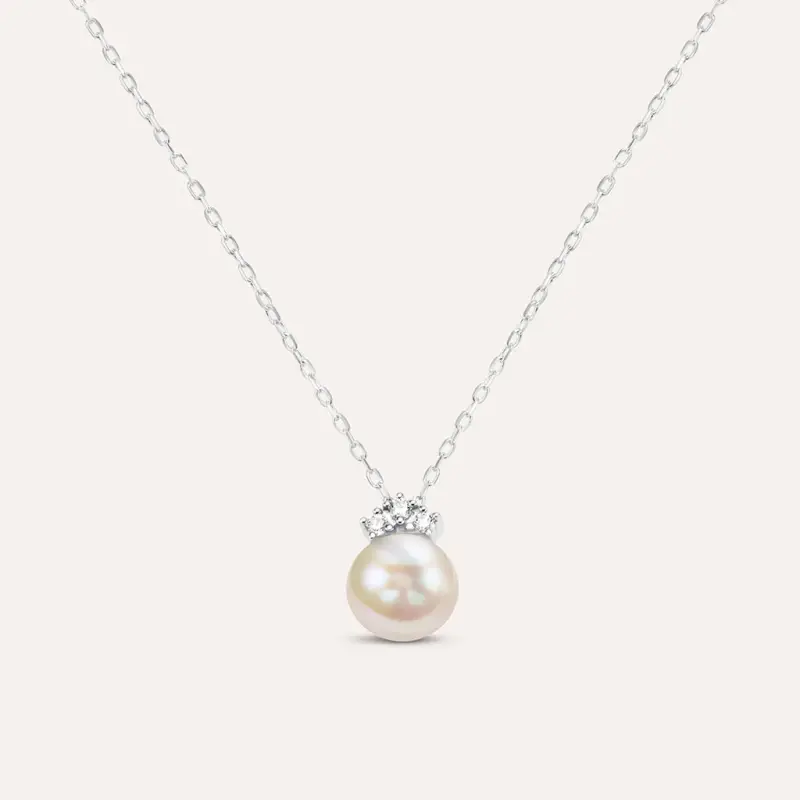 Collana Gold Pearls Oro Bianco Perla D Acqua Dolce Diamante