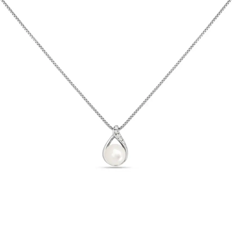 Collana Gold Pearls Oro Bianco Perla D Acqua Dolce Diamante