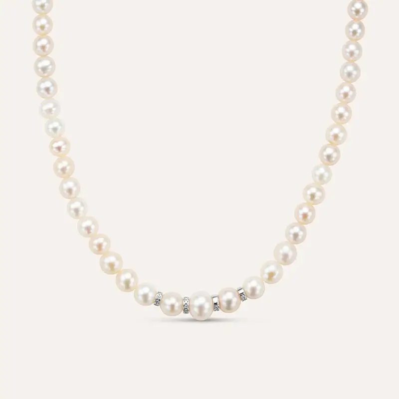 Collana Gold Pearls Oro Bianco Perla D Acqua Dolce Diamante