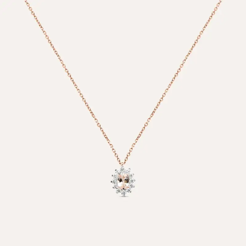 Collana Jasmine Oro Rosa Morganite Diamante