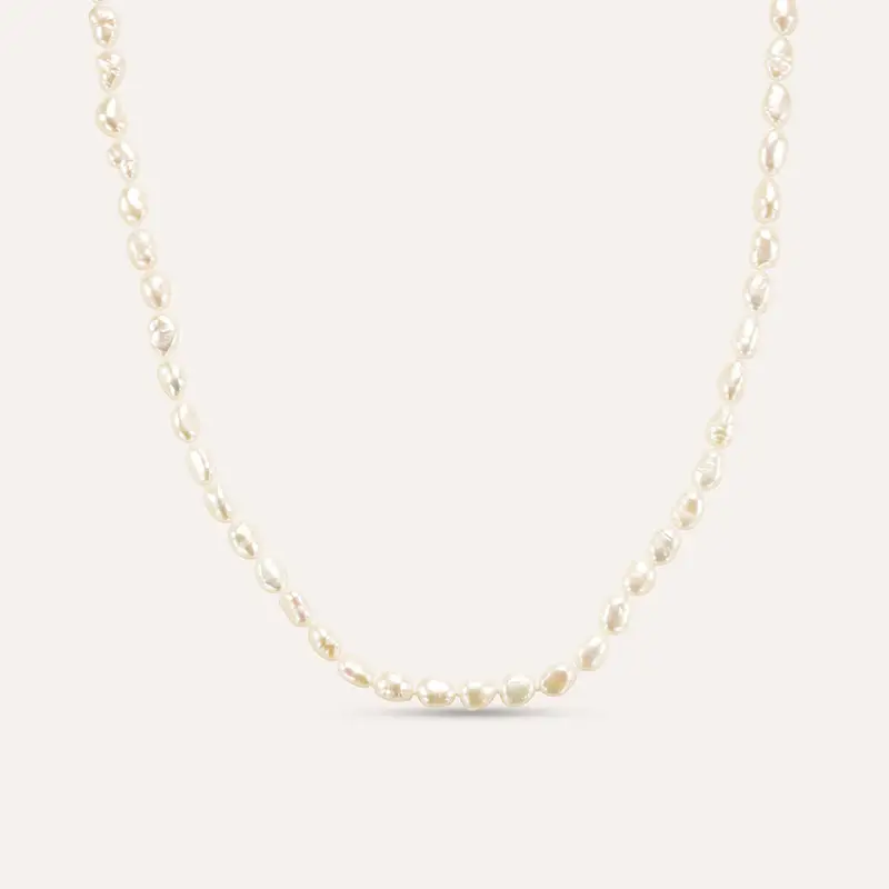 Collana L homme Or Oro Giallo Perla D Acqua Dolce