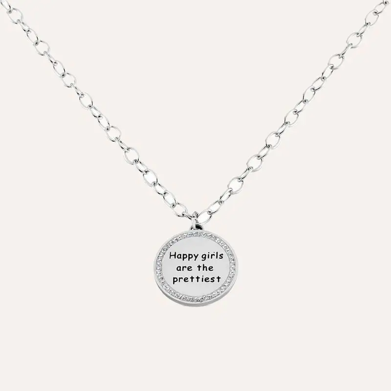 Collana Lady Message Acciaio Happiness e Cristalli