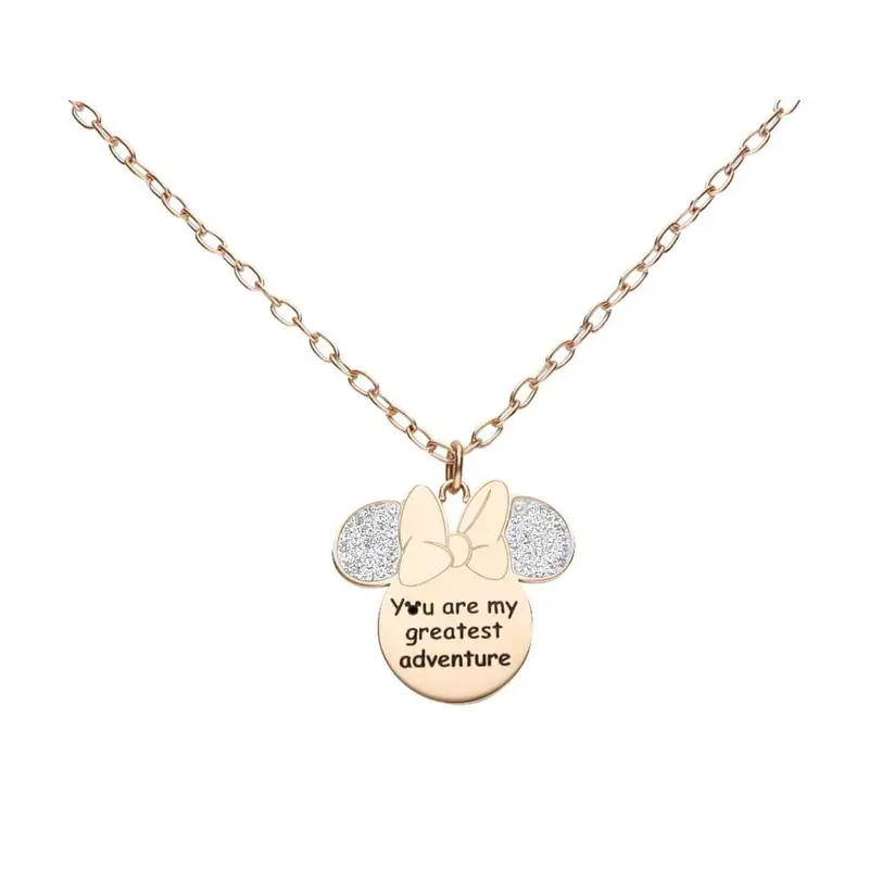 Collana Lady Message Acciaio Rosato Disney e Cristalli