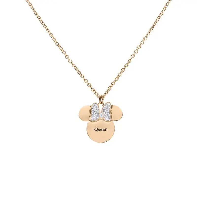 Collana Lady Message Acciaio Rosato Disney e Cristalli