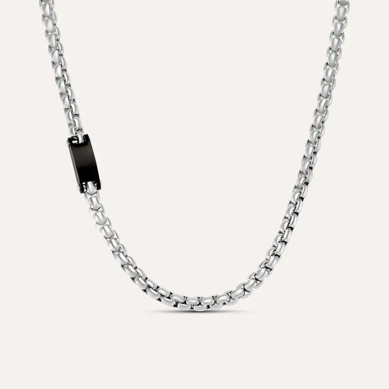 Collana Man Code Acciaio Bicolore Bianco / Nero