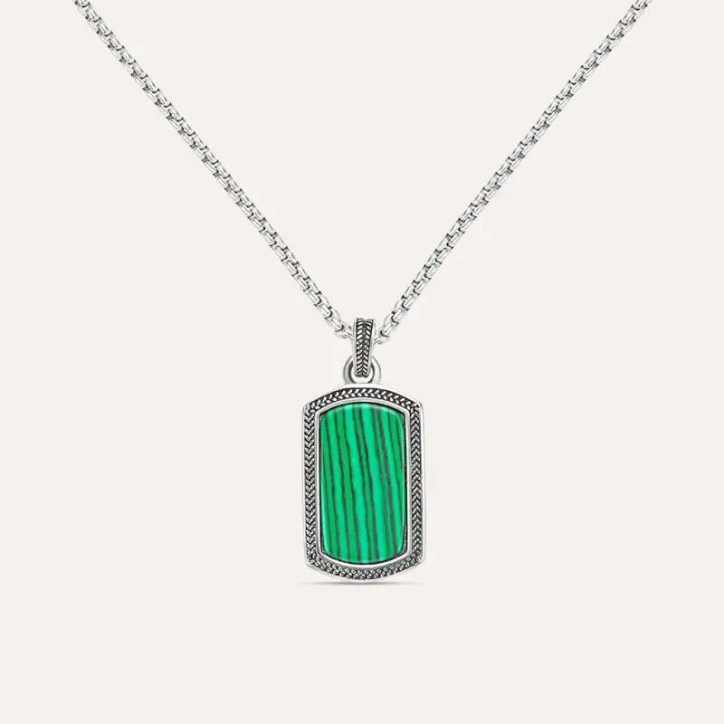 Collana Man Code Acciaio Malachite