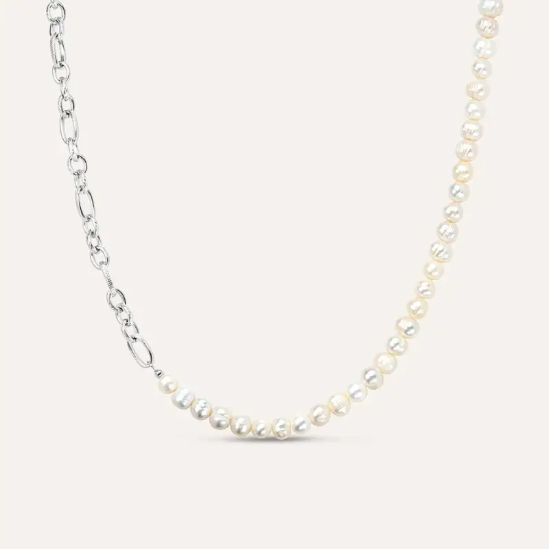 Collana Man Code Acciaio Perla D Acqua Dolce