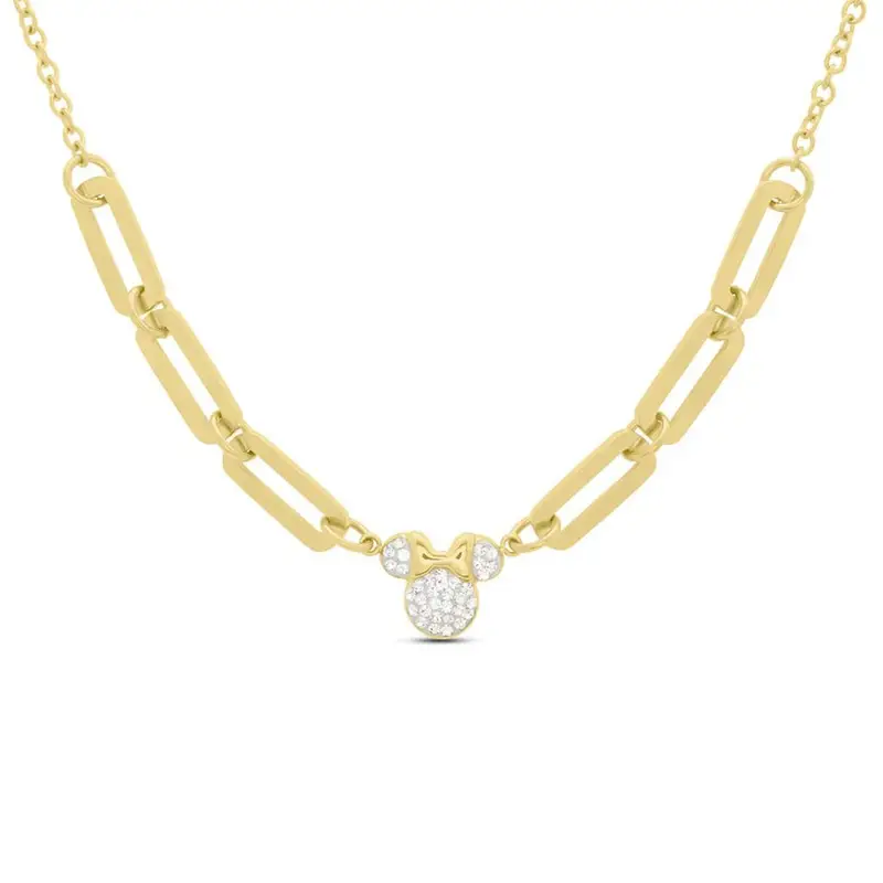 Collana Mickey Mouse & Friends Acciaio Dorato Cristallo