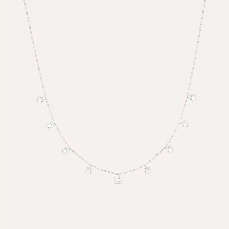 Collana Multi Punto Luce Claire Oro Bianco Cubic Zirconia