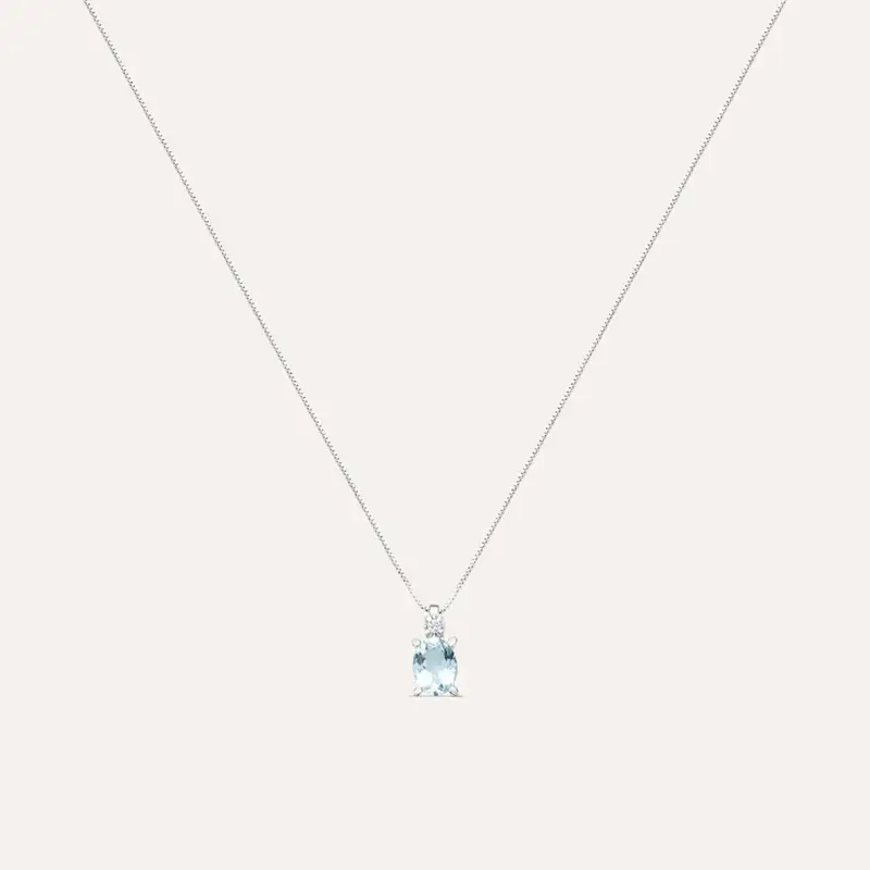 Collana Punto Luce Acquamarina Oro Bianco Acquamarina Diamante