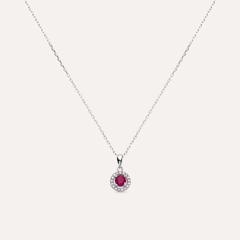 Collana Punto Luce Charlotte Oro Bianco Rubino Diamante