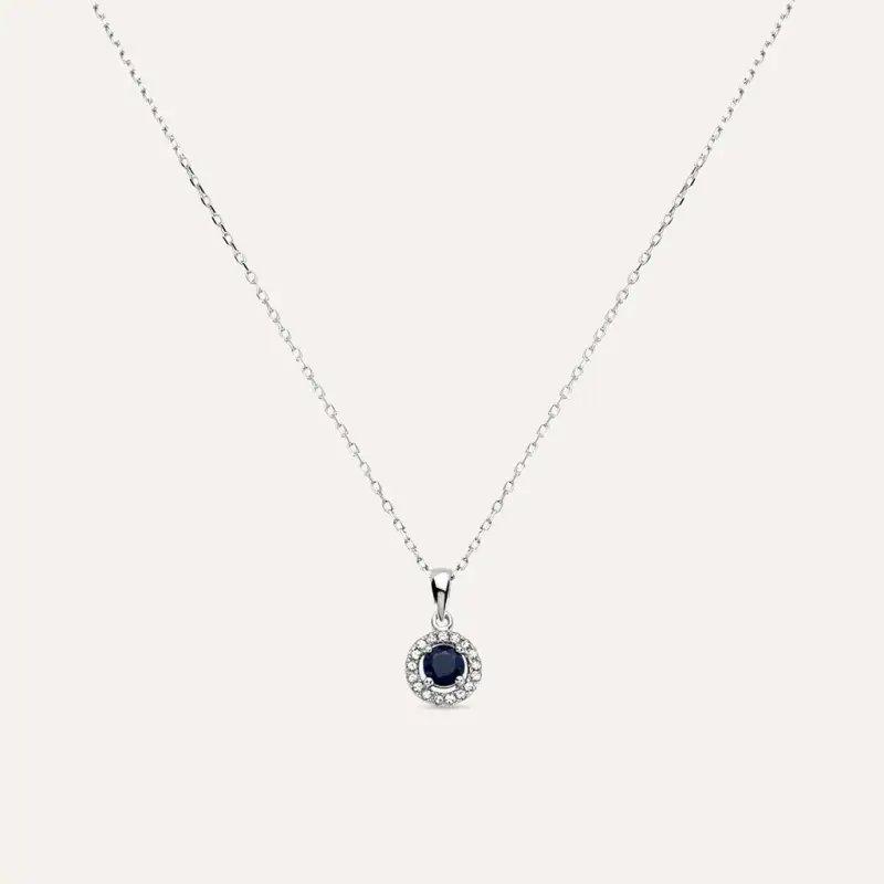 Collana Punto Luce Charlotte Oro Bianco Zaffiro Diamante