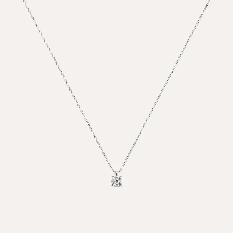 Collana Punto Luce Petali Oro Bianco Diamante