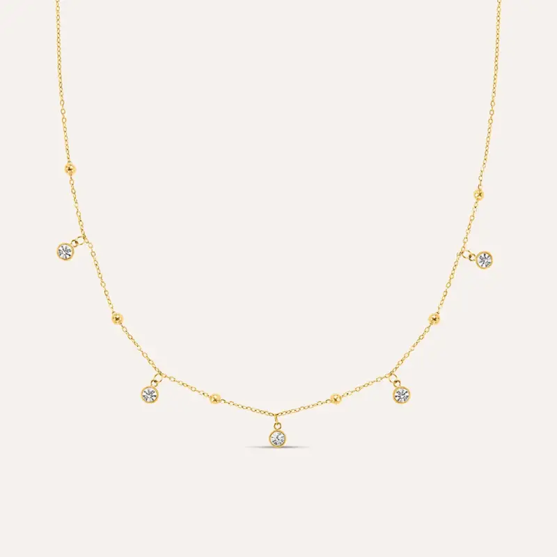 Collana Radiance Acciaio Dorato Cristallo
