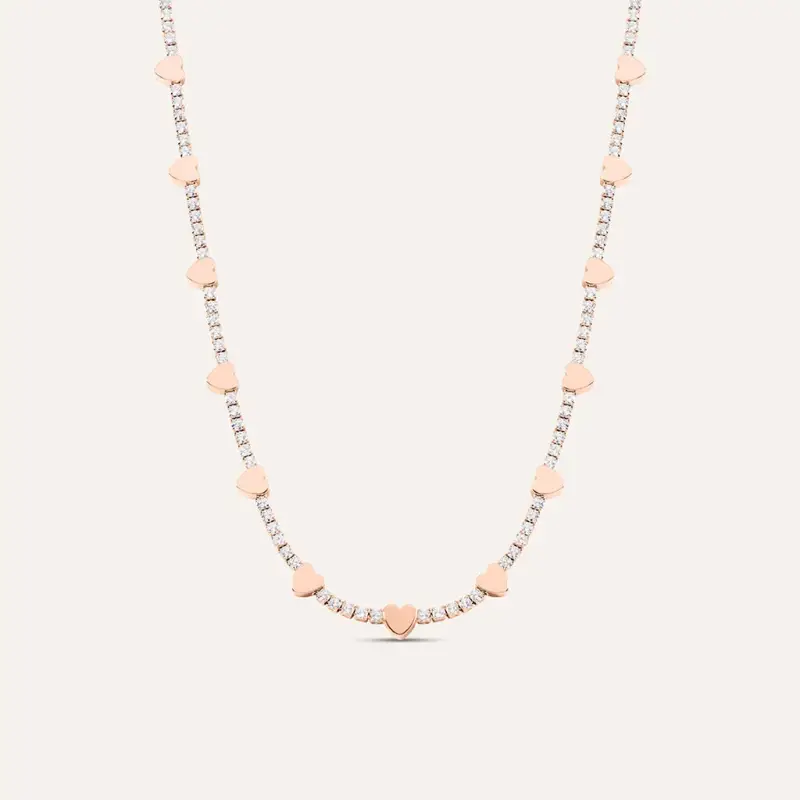 Collana Romantic Shine Ottone Rosa Cristallo