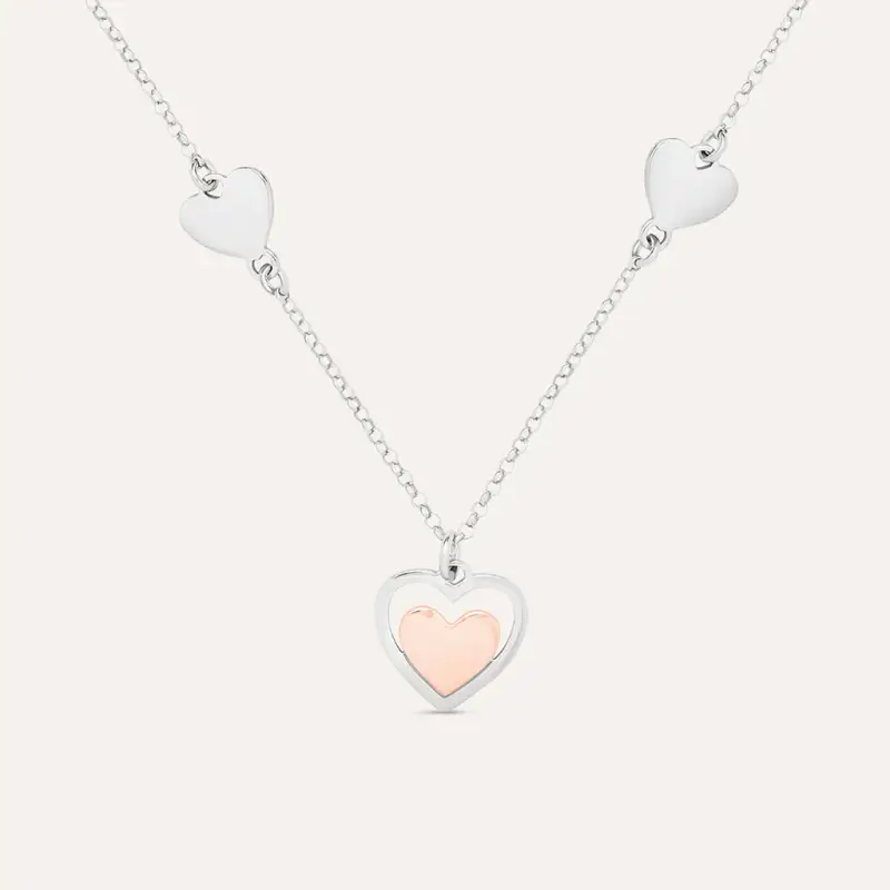 Collana Silver Collection Argento Bicolore Bianco / Rosa
