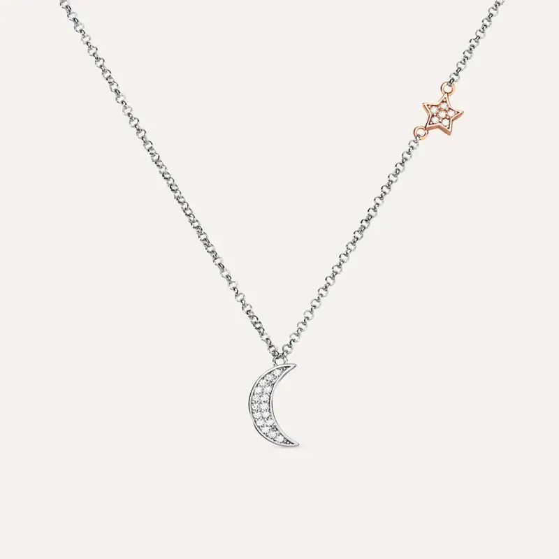 Collana Silver Moments Argento Bicolore Bianco / Rosa Cubic Zirconia