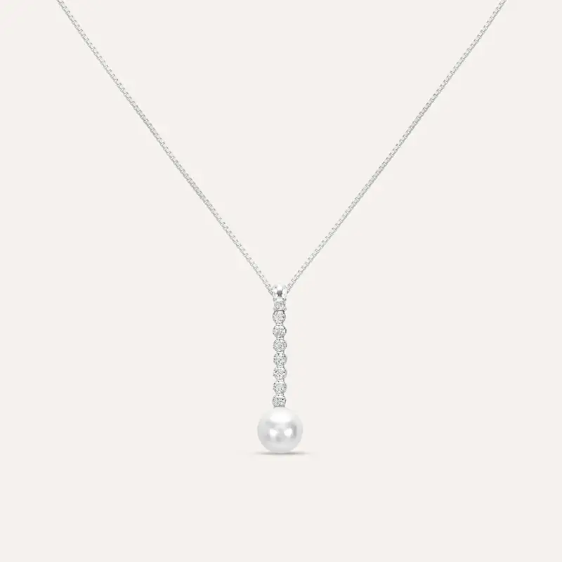 Collana Silver Pearls Argento Rodiato Cubic Zirconia Perla sintentica