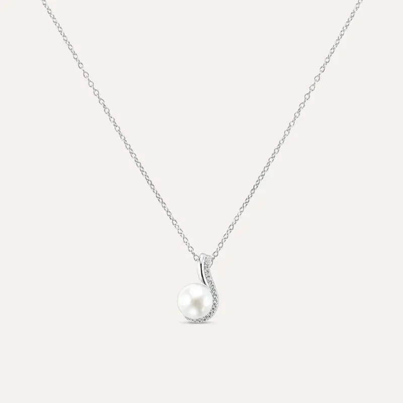 Collana Silver Pearls Argento Rodiato Cubic Zirconia Perla sintentica
