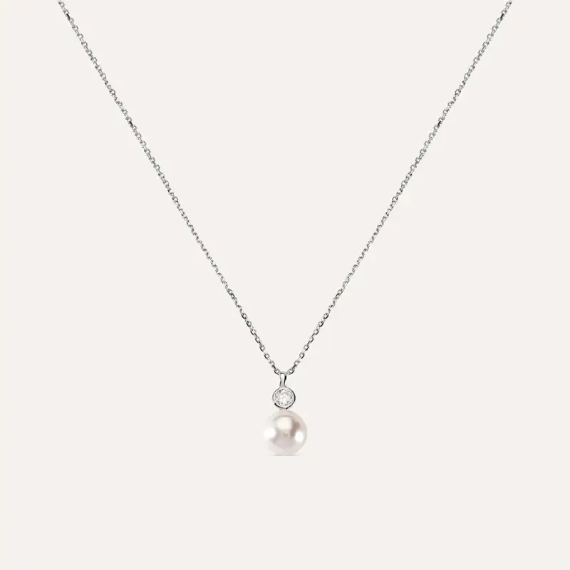 Collana Silver Pearls Argento Rodiato Perla sintentica Cubic Zirconia