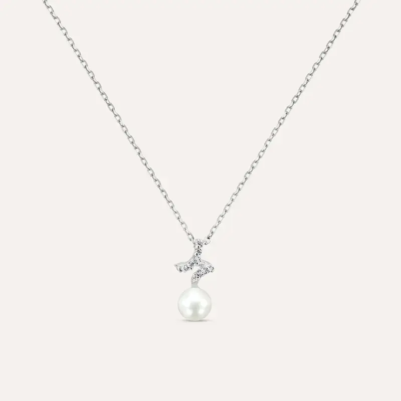 Collana Silver Pearls Argento Rodiato Perla sintentica Cubic Zirconia