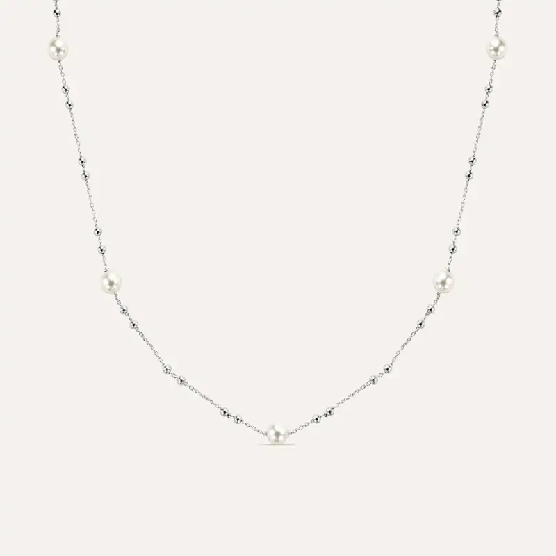 Collana Silver Pearls Argento Rodiato Perla sintentica