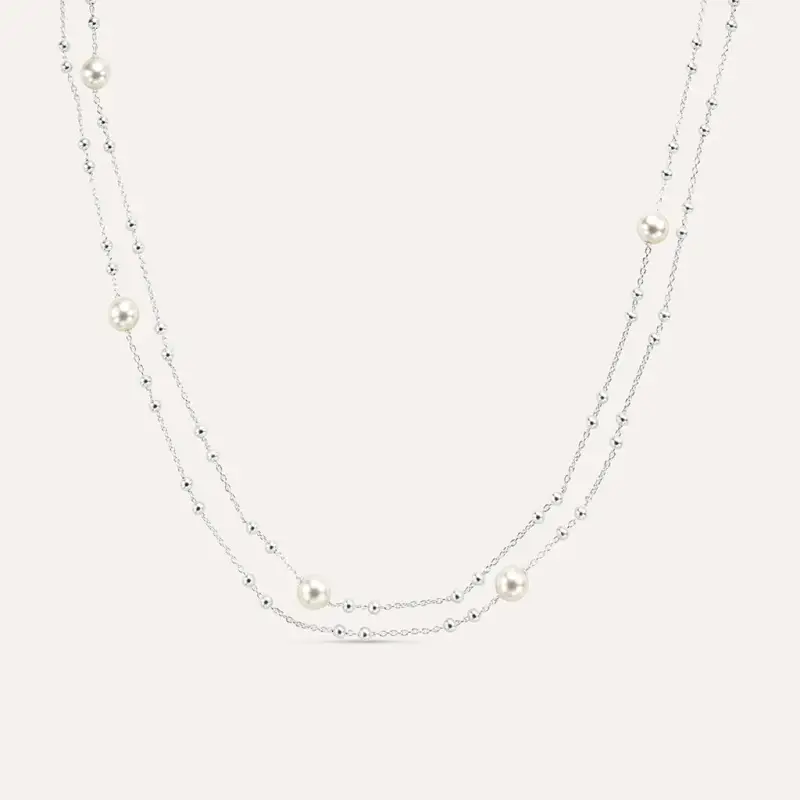 Collana Silver Pearls Argento Rodiato Perla sintentica