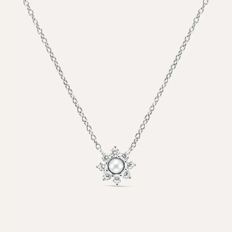 Collana Silver Pearls Argento Rodiato Perla sintetica Cubic Zirconia