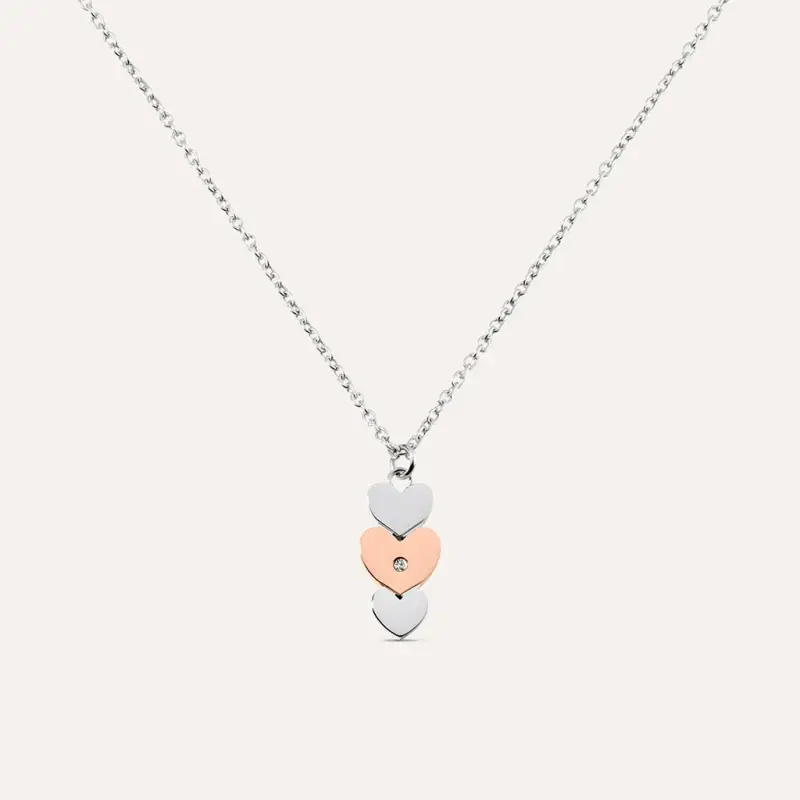 Collana Sunrise Acciaio Bicolore Bianco / Rosa Cristallo