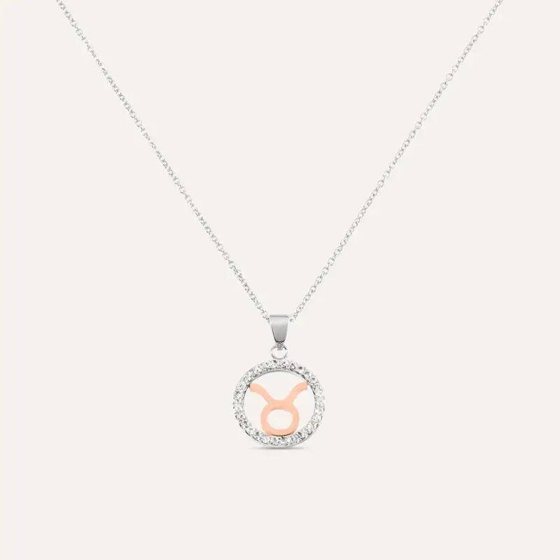 Collana Sunrise Acciaio Bicolore Bianco / Rosa Cubic Zirconia