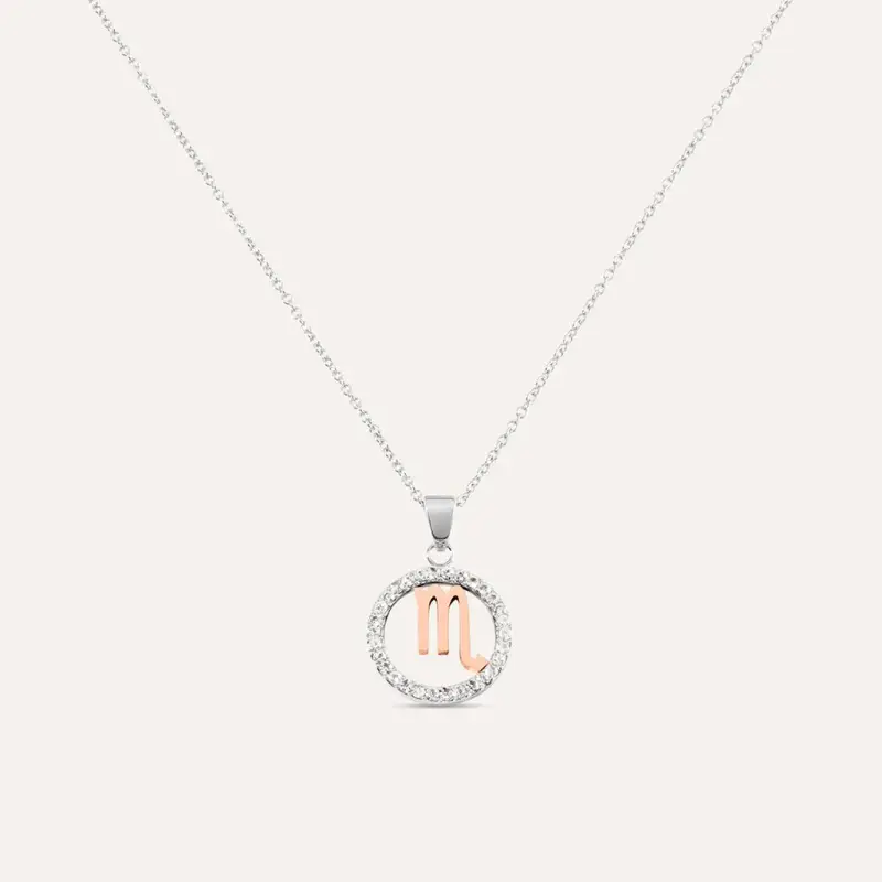 Collana Sunrise Acciaio Bicolore Bianco / Rosa Cubic Zirconia