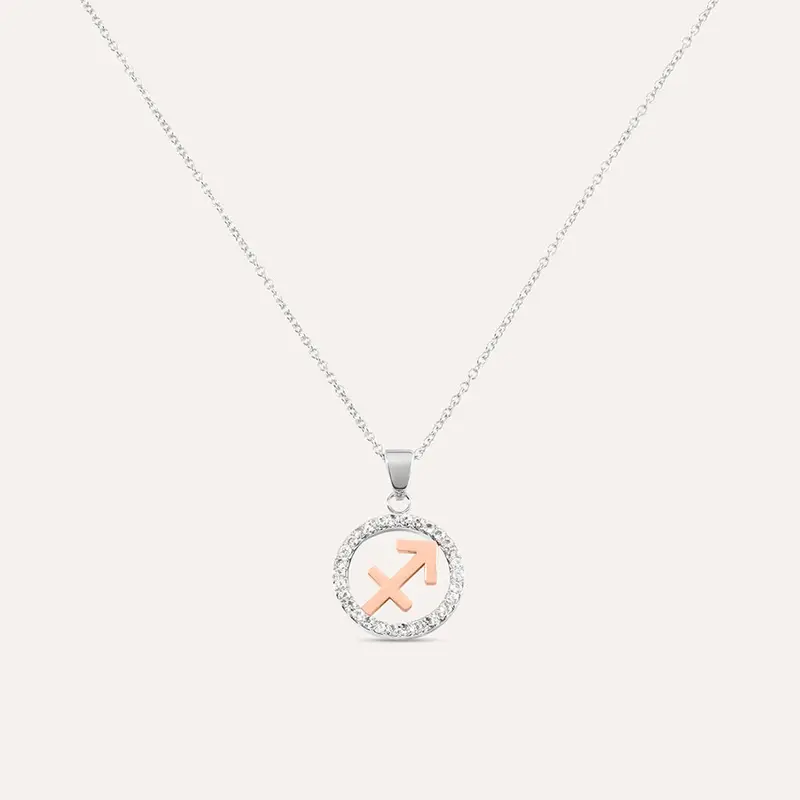 Collana Sunrise Acciaio Bicolore Bianco / Rosa Cubic Zirconia