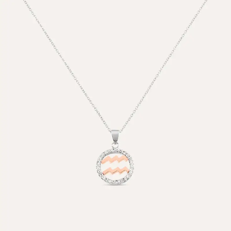 Collana Sunrise Acciaio Bicolore Bianco / Rosa Cubic Zirconia